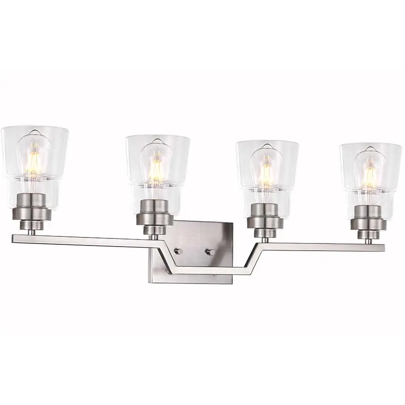 clear glass 4 lamp light wall room bathroom vanity lights fixture for home decor wall mounted bathroom with four lamp walls